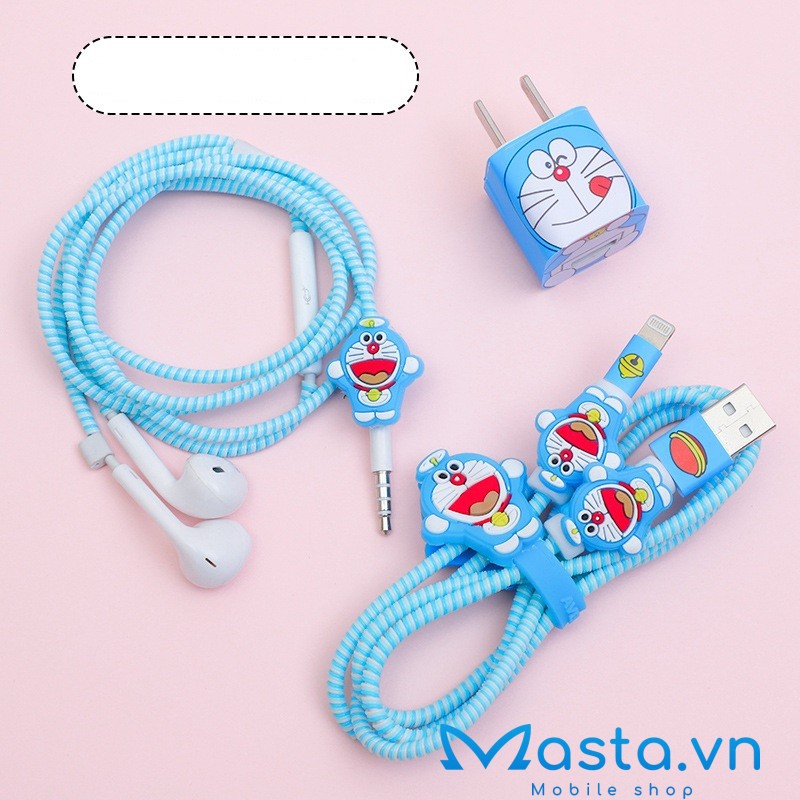 Bộ Decal Dán - Dây Quấn - Nút Bảo Vệ Dây sạc, tai nghe hình hoạt hình