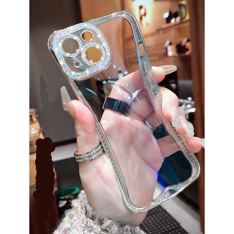 Ốp Điện Thoại Mềm Trong Suốt Viền Kim Cương Cho iPhone 13 12 11 Pro Max 12pro 13pro