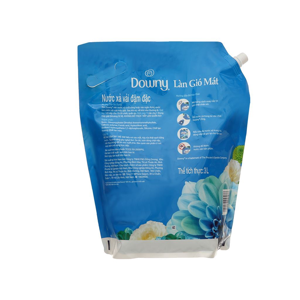 Nước xả Downy làn gió mát túi 3 lít/túi