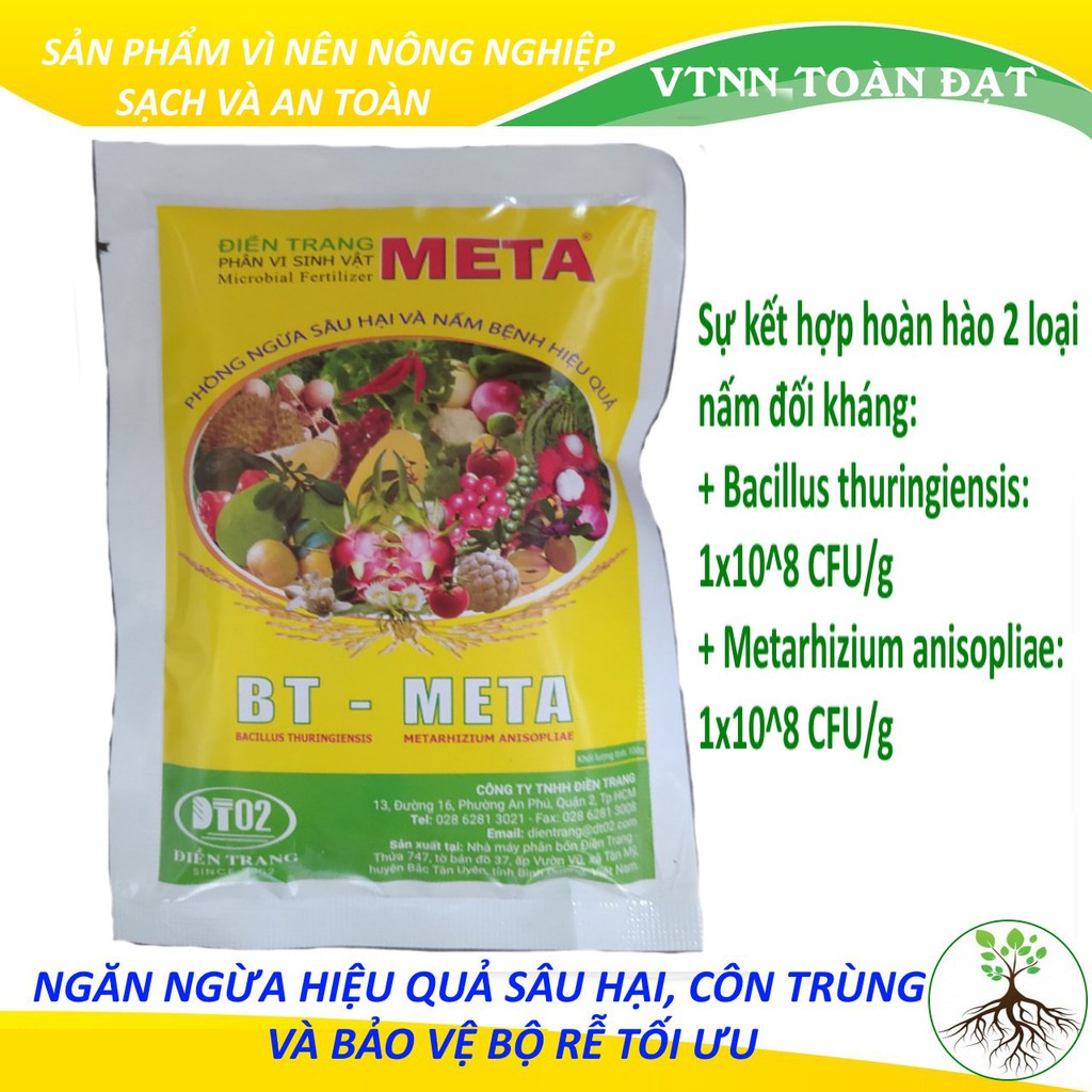 Phân Hữu Cơ Vi Sinh Trichoderma META BIO-B gói 100g, CHẾ PHẨM SIN HỌC NGĂN NGỪA SÂU, CÔN TRÙNG VÀ NẤM BỆNH