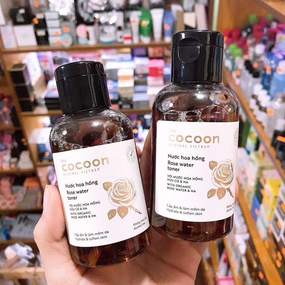 Toner nước hoa hồng Cocoon cho da dầu mụn Garin 140ml cấp ẩm và làm mềm da