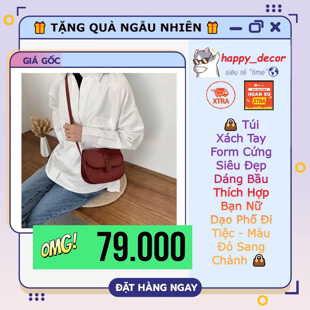 🎁 TẶNG QUÀ NGẪU NHIÊN 🎁 👜 Túi Xách Tay Form Cứng Siêu Đẹp Dáng Bầu Thích Hợp Bạn Nữ Dạo Phố Đi Tiệc - Màu Đỏ Sang Chảnh
