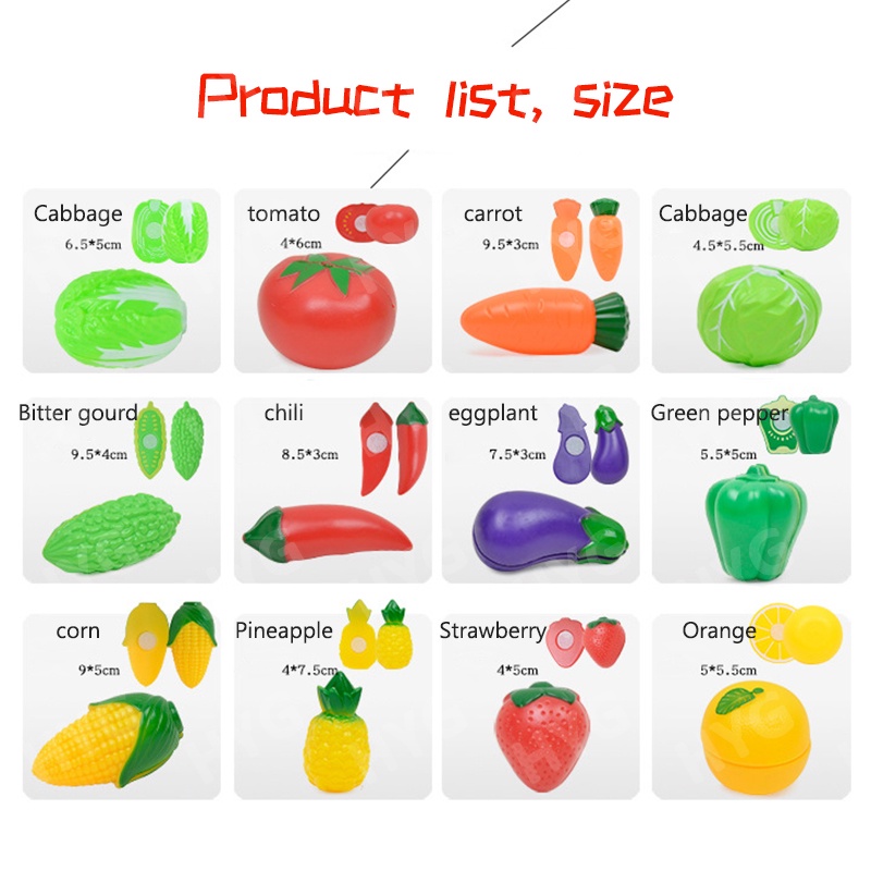Bộ đồ chơi cắt rau củ/trái cây HYG Toys vui nhộn đầy màu sắc cho bé