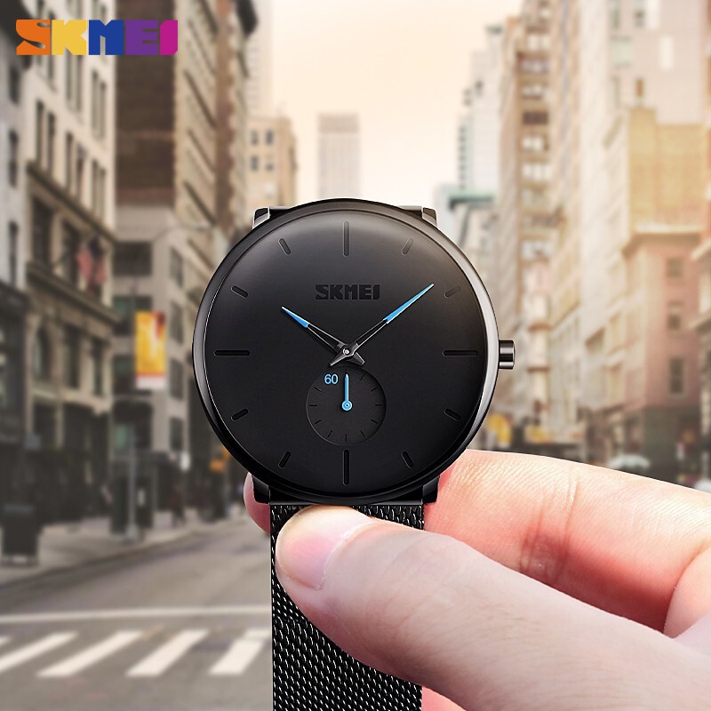 Đồng Hồ Analog Máy Quartz Dây Lưới Thép Chống Thấm Nước SKMEI