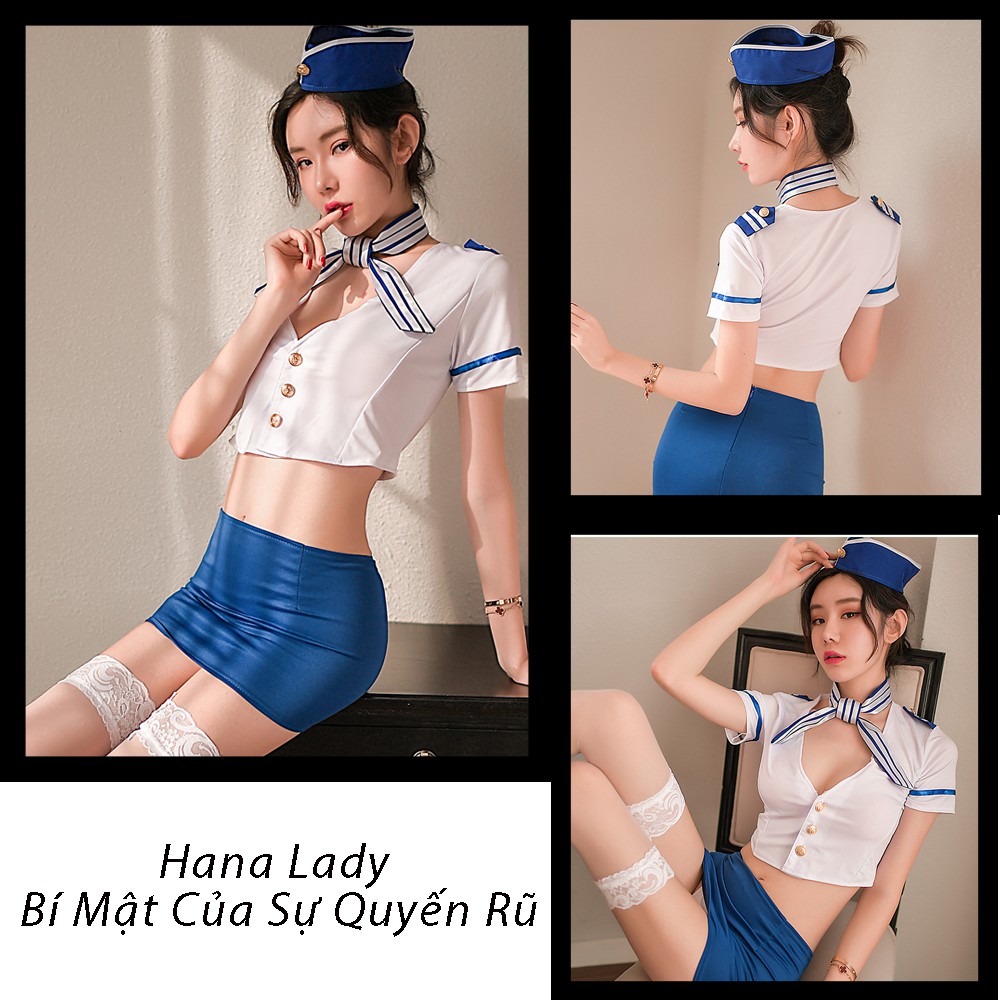 Cosplay sexy tiếp viên hàng không xanh CP060