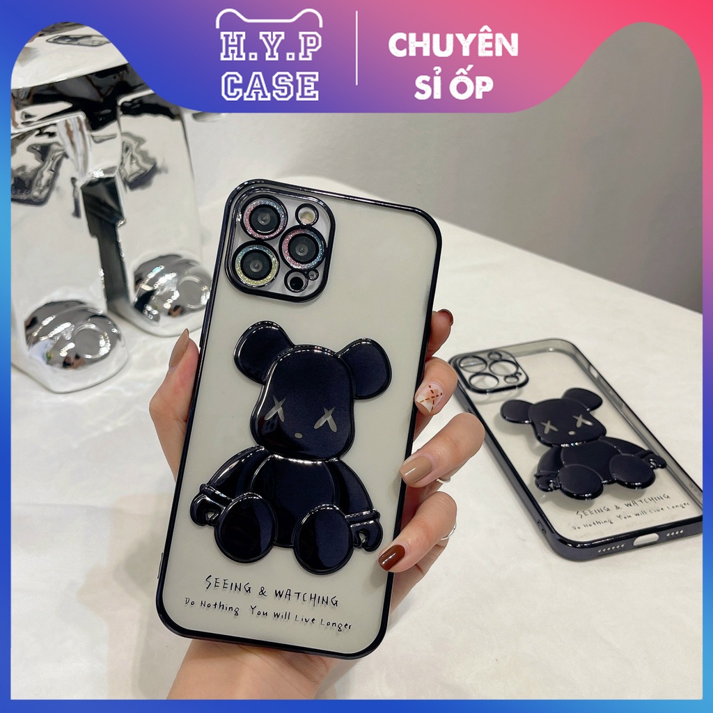 Ốp Lưng Iphone BEARBRICK Hàng Loại 1 Màu Đen Hình Nổi 3D Viền Si Full Viền Full Đáy (02) | BigBuy360 - bigbuy360.vn