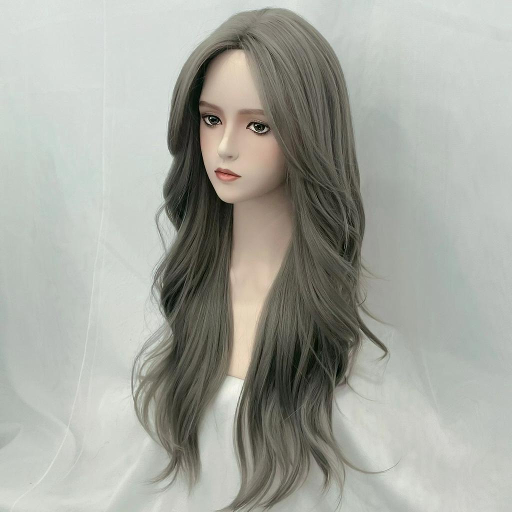 Bộ tóc giả nữ Hàn Quốc nguyên đầu màu khói , nâu + tặng kèm lưới ONLINE_SHOPPING_1102