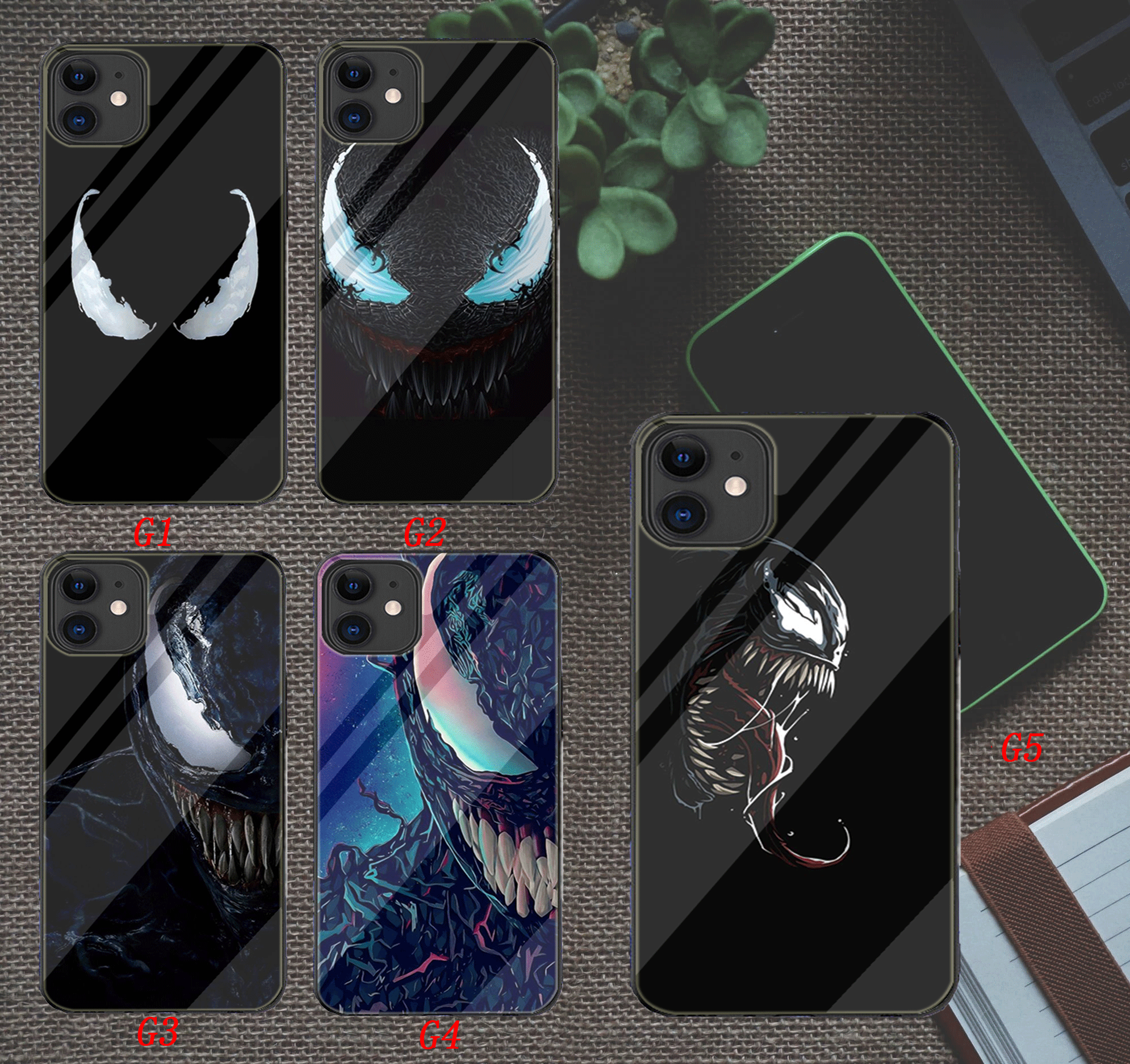Ốp Điện Thoại Mặt Kính In Hình Venom Cho Iphone X Xr Xs Max 11 Pro Max Se