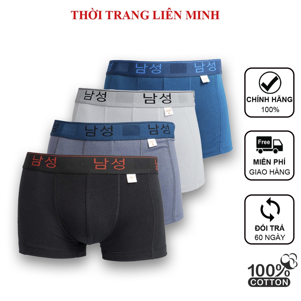 Combo 4 quần lót nam boxer CITYMEN lưng Hàn cao cấp cotton co dãn 4 chiều quần lót sịp đùi nam mềm mại thấm hút