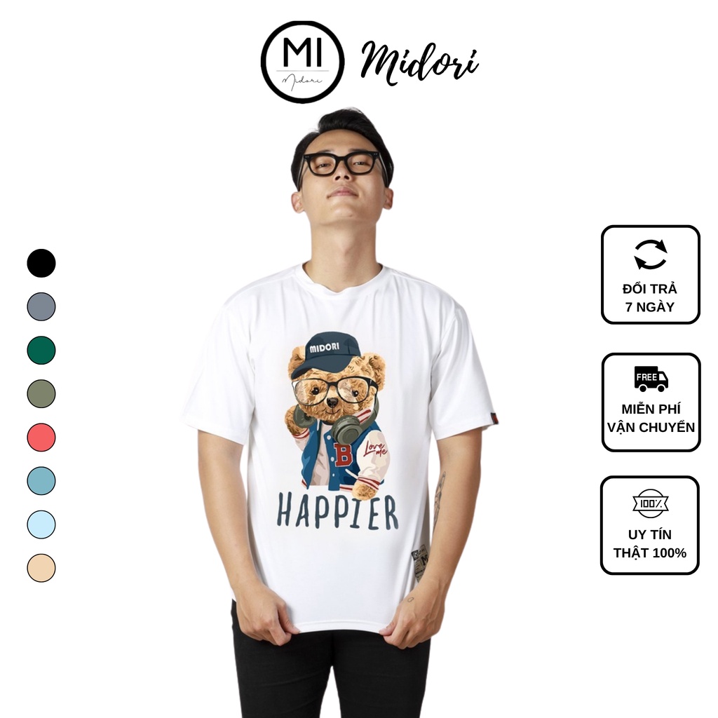 Áo thun unisex form rộng tay lỡ phông nam nữ Gấu Mi chính hãng Local Brand Mi Midori