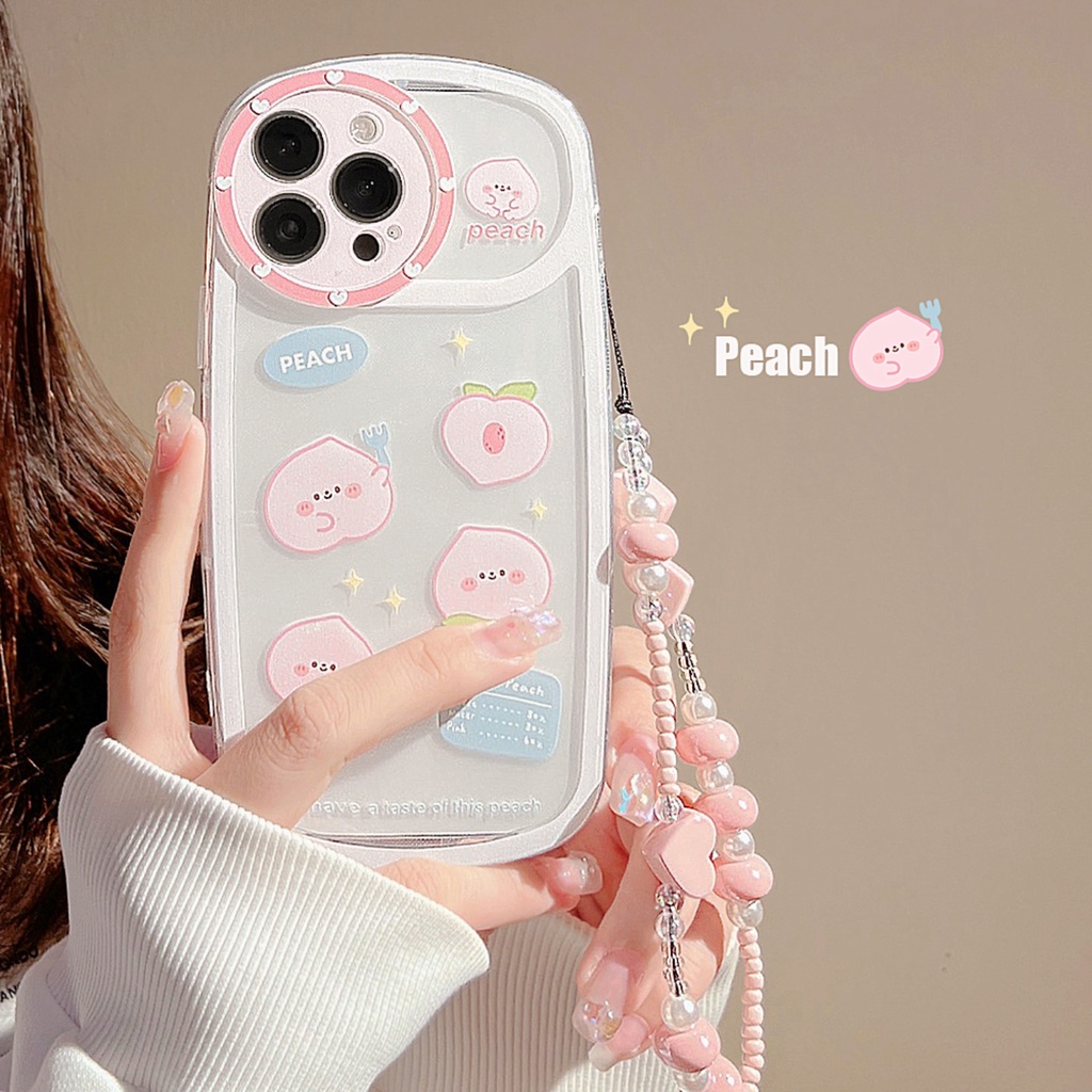 Ốp Điện Thoại Họa Tiết Trái Đào Kèm Dây Đeo Cho iPhone X XS XR XS max 13Proax 11 11 pro 11 pro max 12 12 12 pro 12 pro max