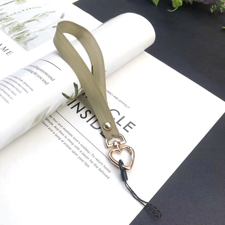 Mobile Dây Đeo Điện Thoại Dạng Ngắn Bằng Lụa Màu Trơn Có Khóa Trái Tim