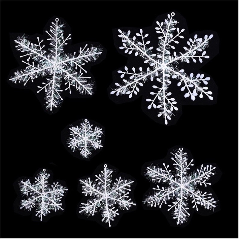 Set bông tuyết trắng trang trí noel kích thước 8cm 12cm 17cm 20cm 25cm 30cm