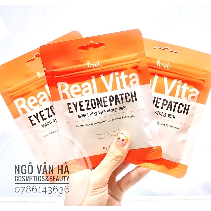 Mặt nạ mắt PRRETI cấp ẩm chống thâm chống nhăn cho mắt PRRETI Real Vita EYE ZONE Patch (gói 30 miếng)