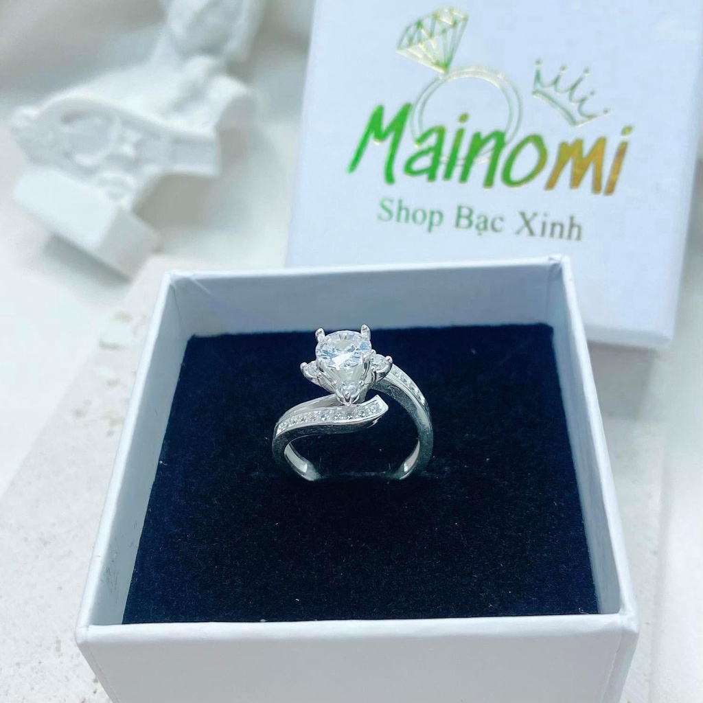 Nhẫn nữ viền vặn chéo ôm đá cao cấp MAINOMI mã kèm quà tặng, sang xịn quý phái món quà vô giá của phái nữ