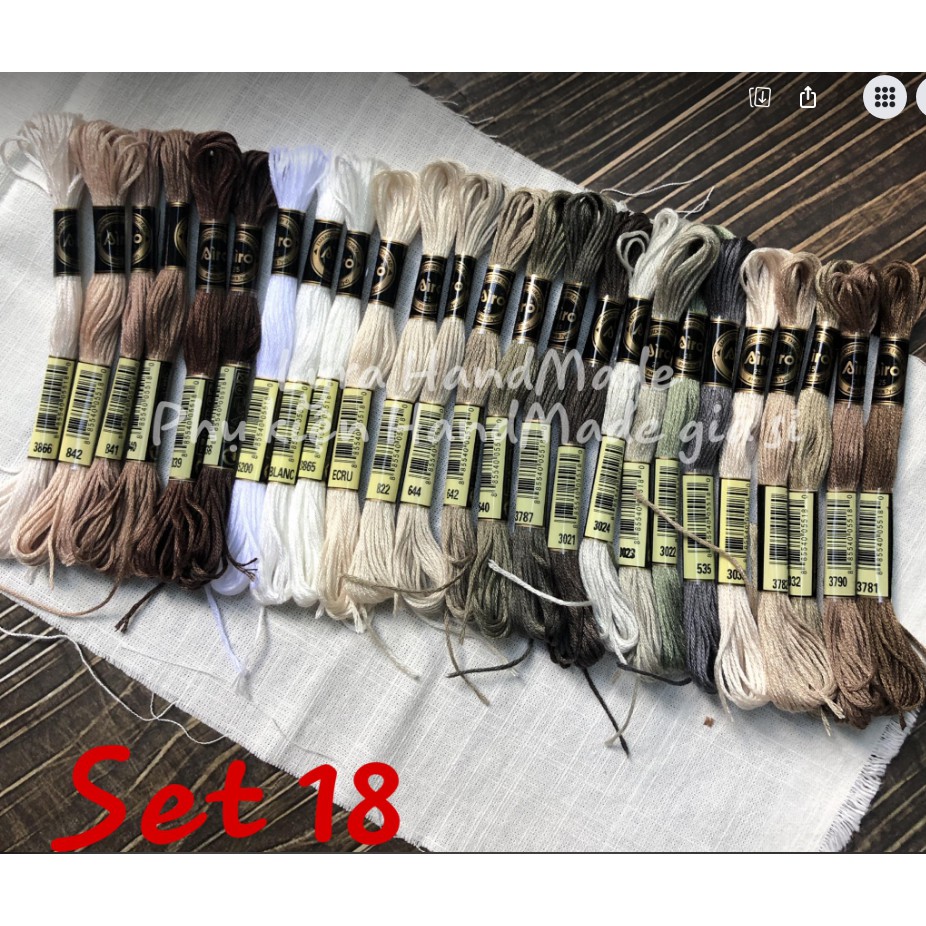 Chỉ thêu tay - thêu tranh chữ thập Airo( bộ 25 tép gam màu trầm)