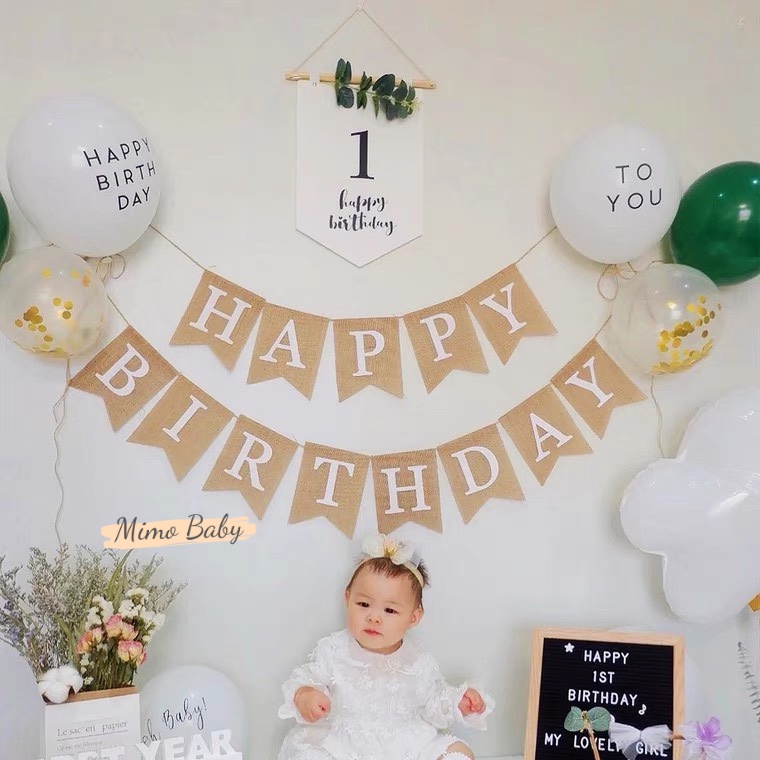 Cờ treo trang trí tiệc sinh nhật dễ thương cho bé Mimo Baby