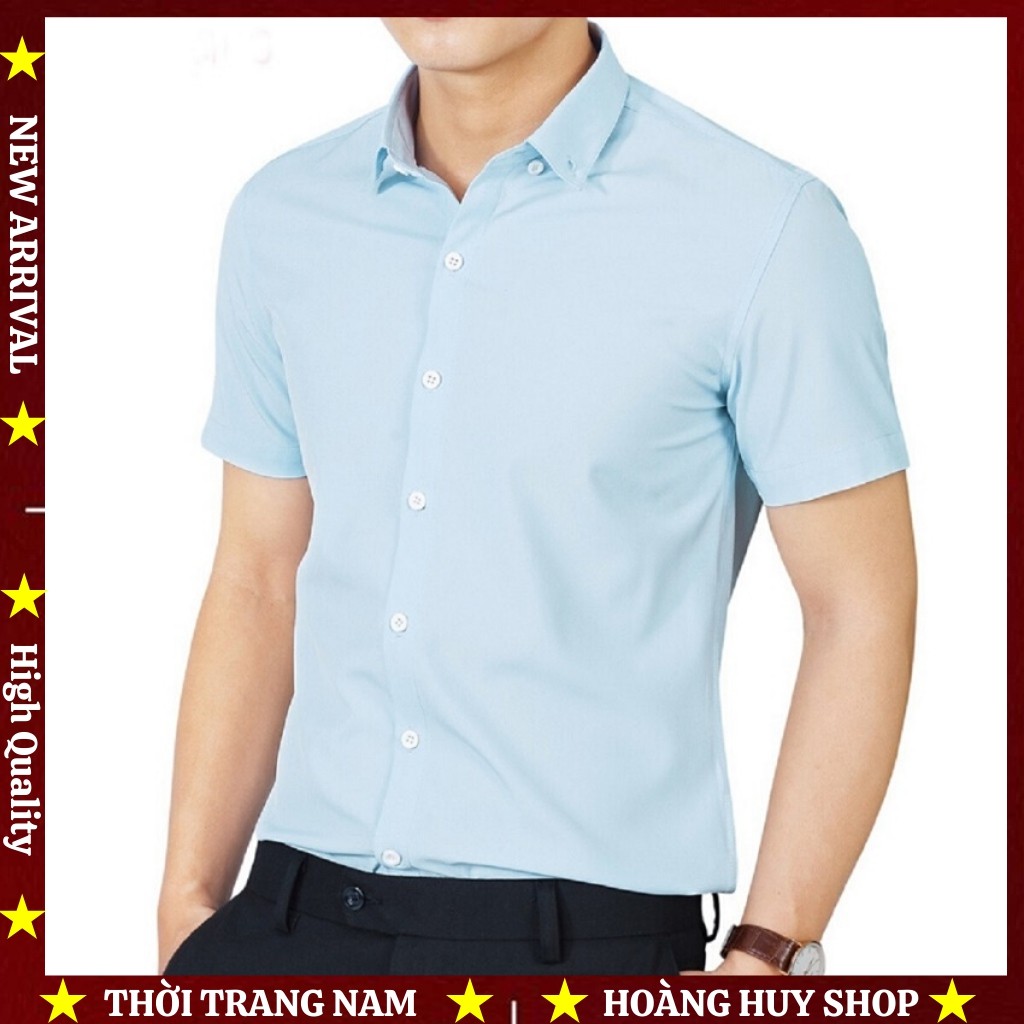 Áo Sơ Mi Nam Ngắn Tay H&H-SM03 Sơ Mi Trơn Dáng Body Phong Cách Lịch Lãm - 3 Màu