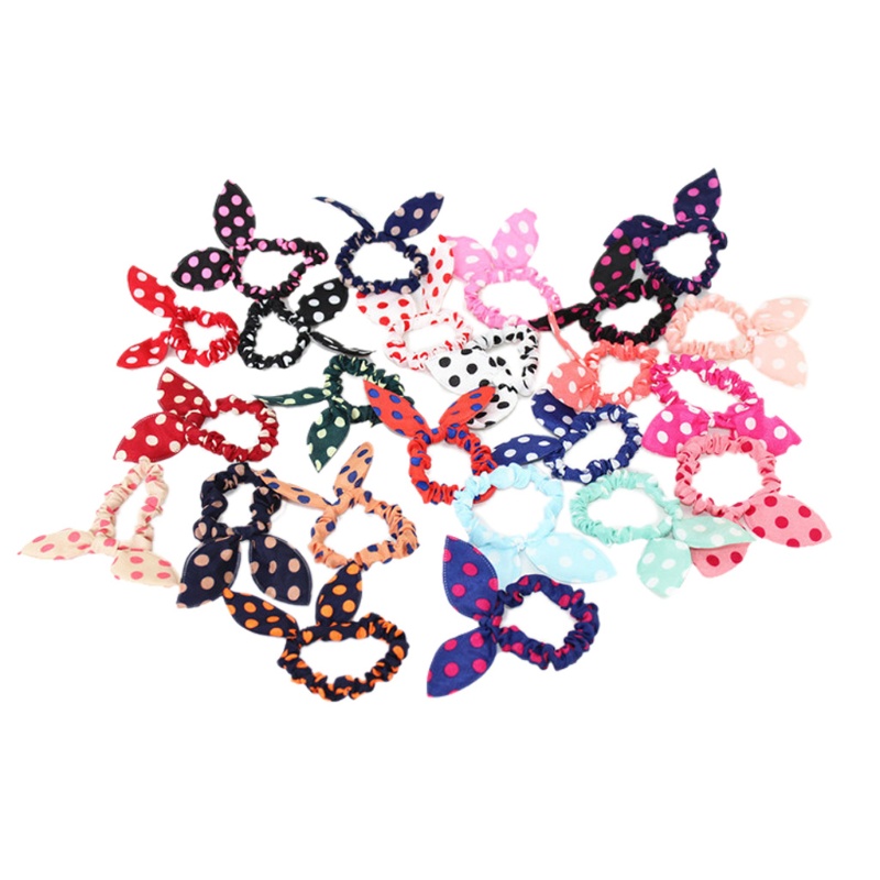 Dây Cột Tóc Tai Thỏ Họa Tiết Chấm Bi/Chấm Bi/Hoa Dễ Thương Cho Nữ