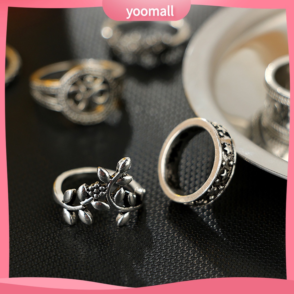 Yomall♡ Set 9 Nhẫn Đeo Khớp Ngón Tay Nhiều Màu Sắc Phong Cách Bohemian