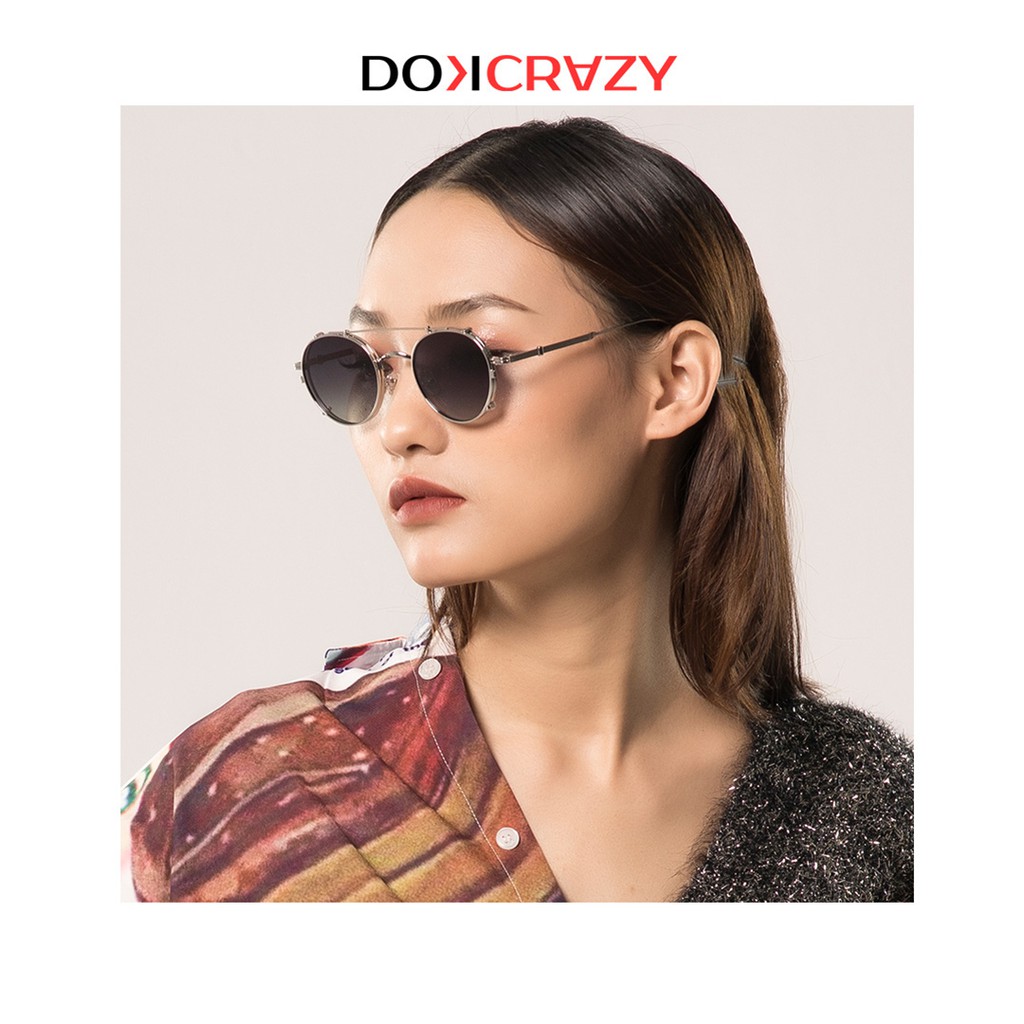 Kính mát râm cận clip on DABLO local brand DOKCRAZY thời trang nam nữ gọng tròn mắt râm ngầu phân cực chống tia UV retro | BigBuy360 - bigbuy360.vn