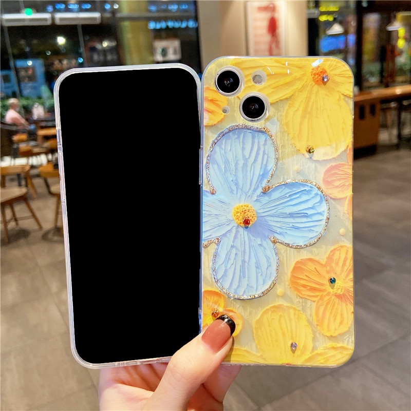 Ốp điện thoại PC acrylic chống sốc hình hoa thích hợp cho iPhone 13 Pro Max 12 11 Pro Max X XS Max XR 7 8 Plus