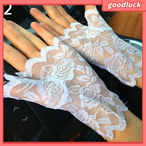 Găng Tay Lưới Ren Hoa Hồng Hở Ngón Gợi Cảm Cho Nữ