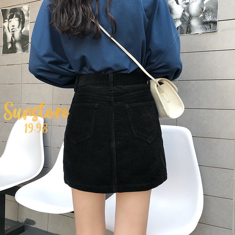 Chân váy ngắn form ôm nhung 2 màu Ulzzang ( có sẵn màu đỏ hông bầm size M)