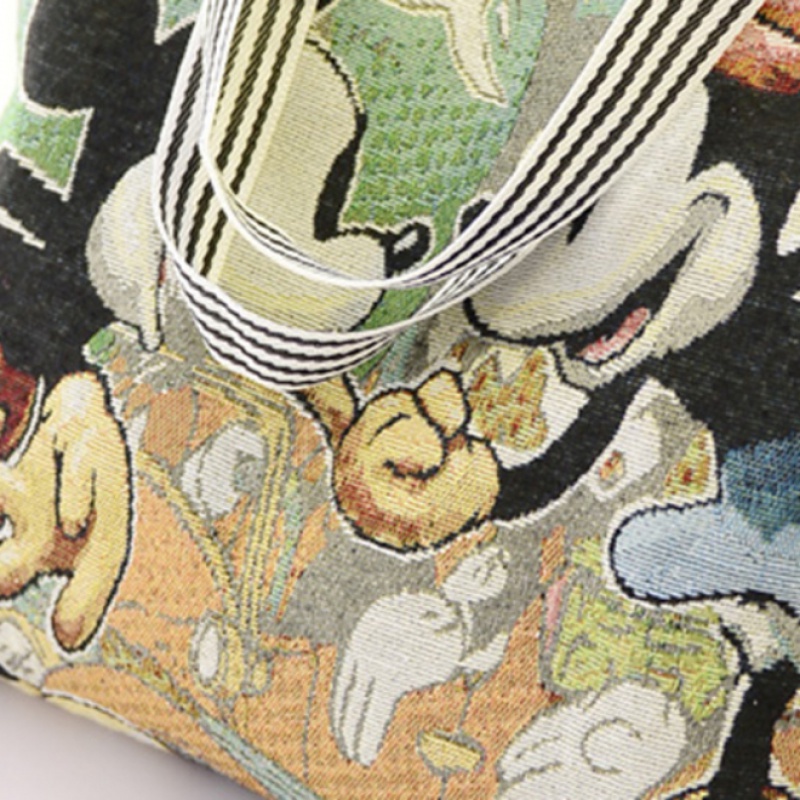 Túi Đeo Vai / Xách Tay Một Bên Vai Bằng Vải Bạt In Họa Tiết Hoạt Hình Thân Thiện Môi Trường Cho Nữ