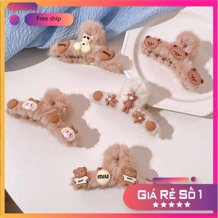 Kẹp Càng Cua Hàn Quốc Chất Lông Siêu Mềm Mịn - Kẹp Gắp Kiểu Mới Siêu Cute Giúp Gắp Tóc Gọn Gàng