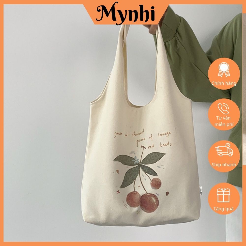 Túi đeo chéo nữ vải canvas liền thân hoạ tiết ngộ nghĩnh SHOPMYNHI SMN252