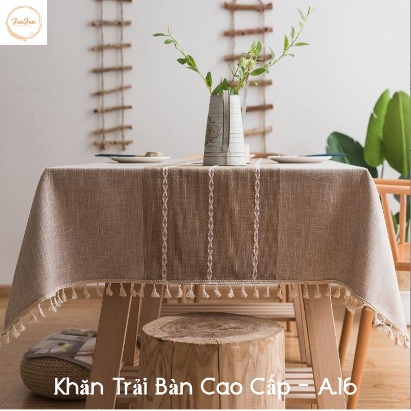 A16_Khăn trải bàn Cao Cấp hình vuông/chữ nhật chất liệu cotton 100% Phong cách Bắc Âu