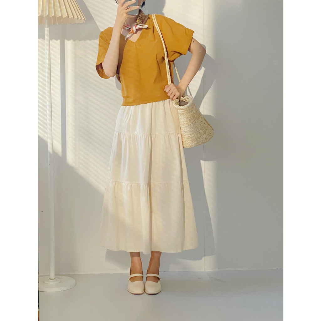 MORI - Chân váy xòe linen