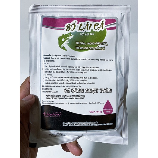 SỔ LÃI CÁ PRAZIQUANTEL DIỆT SÁN MANG, GIUN CHO CÁ CẢNH ACPHARNO 100G