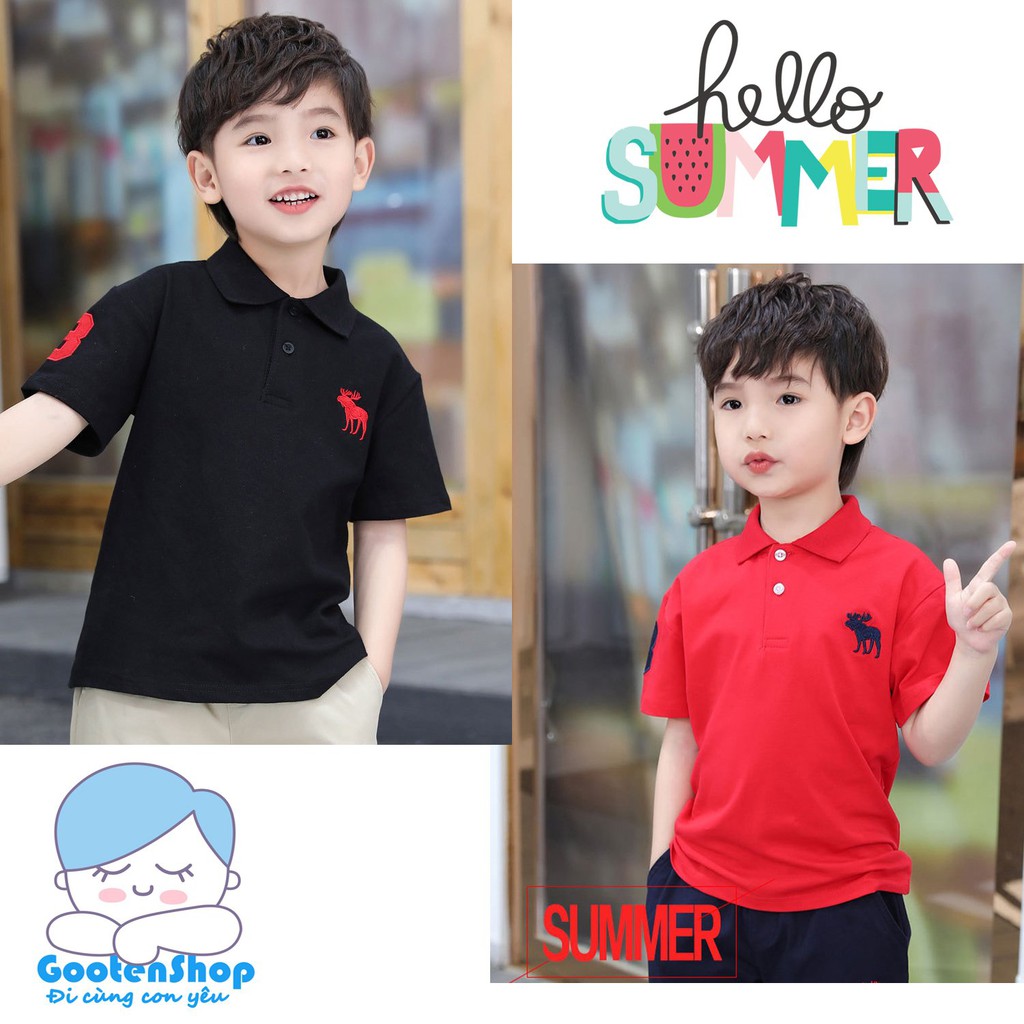 Áo polo bé trai cao cấp chất vải cá sấu 100% cotton mềm mịn an toàn cho da bé