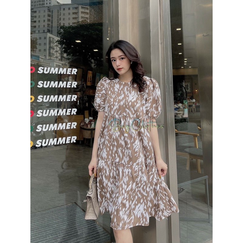 Váy đầm bigsize thiết kế chất lụa hàn hoạ tiết sơn lá liễu đẹp sang chảnh từ 45kg đến 75kg