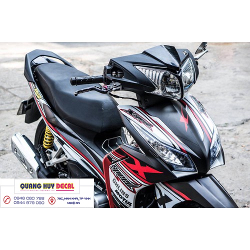 Tem trùm xe wave RSX đen trắng đỏ - Độ dán team trùm decal xe máy wave RSX đen trắng đỏ - Team trùm decal xe máy wave rẻ