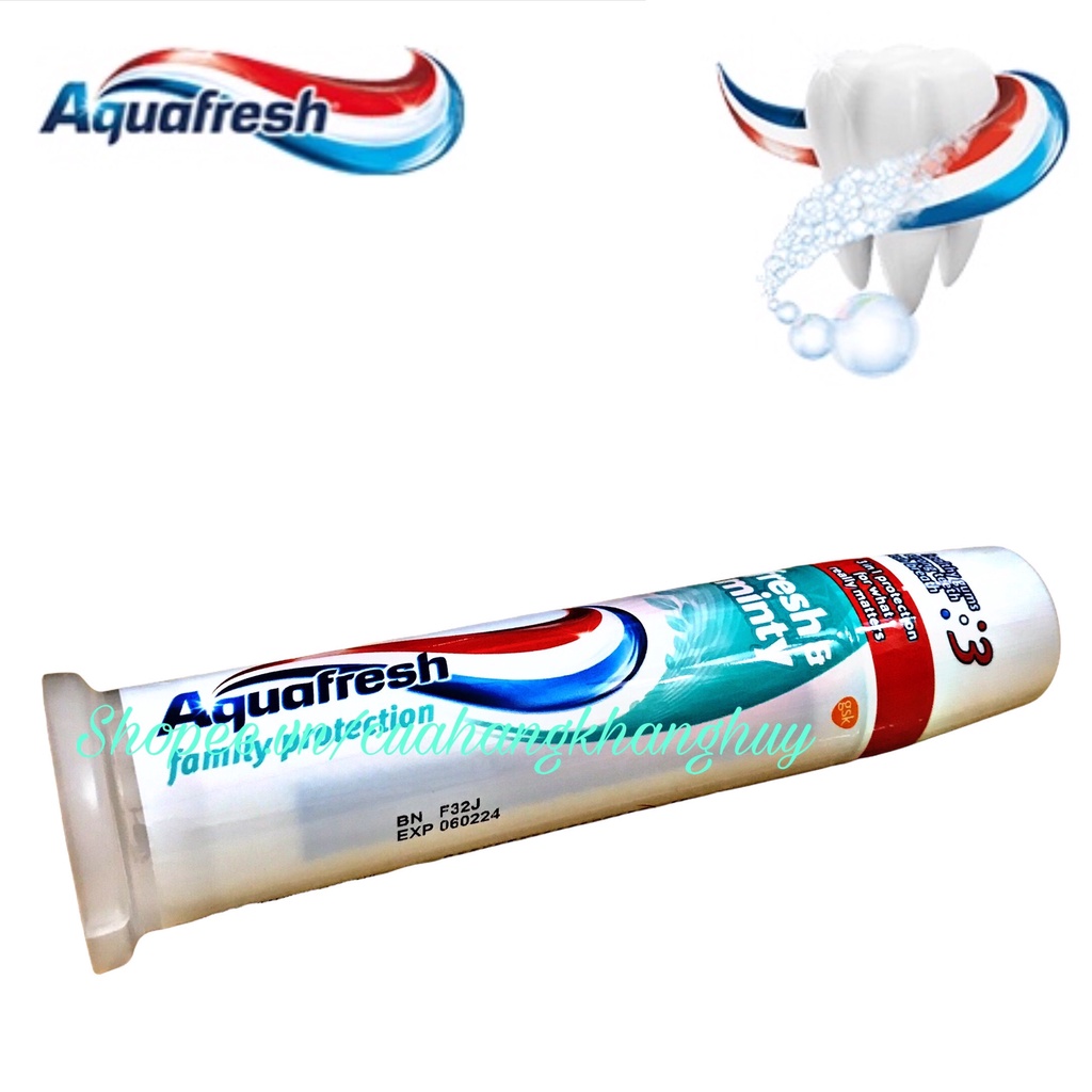 Kem đánh răng Aquafresh fresh &amp; mint dạng ống 100 ml (UK)