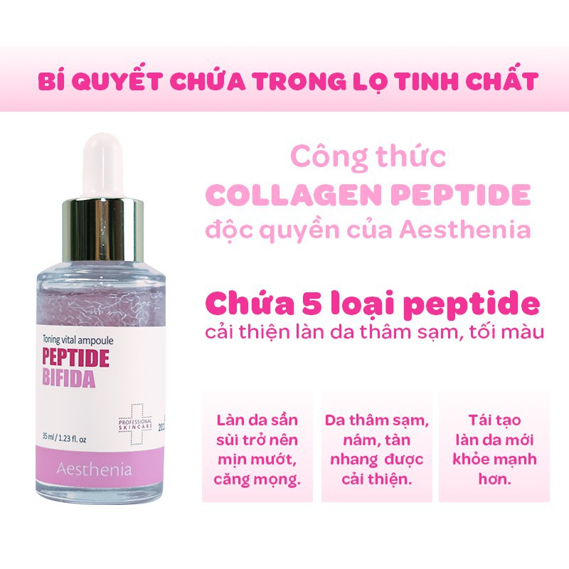 (Tặng bộ 3 sample Vegick)Tinh chất tươi dưỡng da Aesthenia Peptide Ampoule 35ml