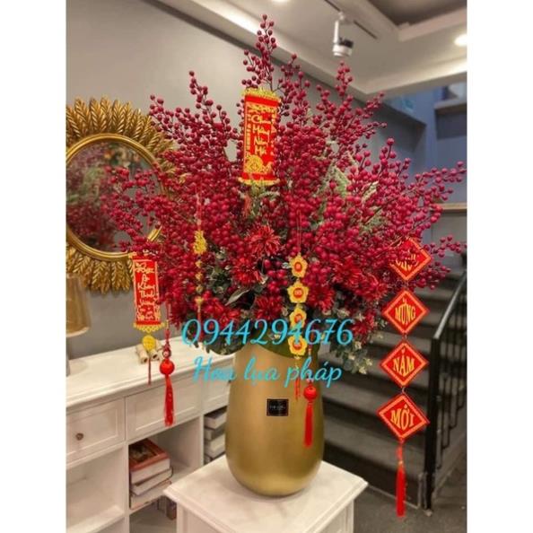 Cherry cành cao - đào đông - lựu phú quý- hoa lụa trang trí