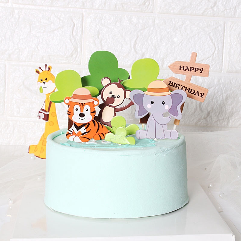 Set 11 Mô Hình Động Vật Rừng Động Vật Rừng/ Hươu Cao Cổ Voi safari Trang Trí Bánh Sinh Nhật