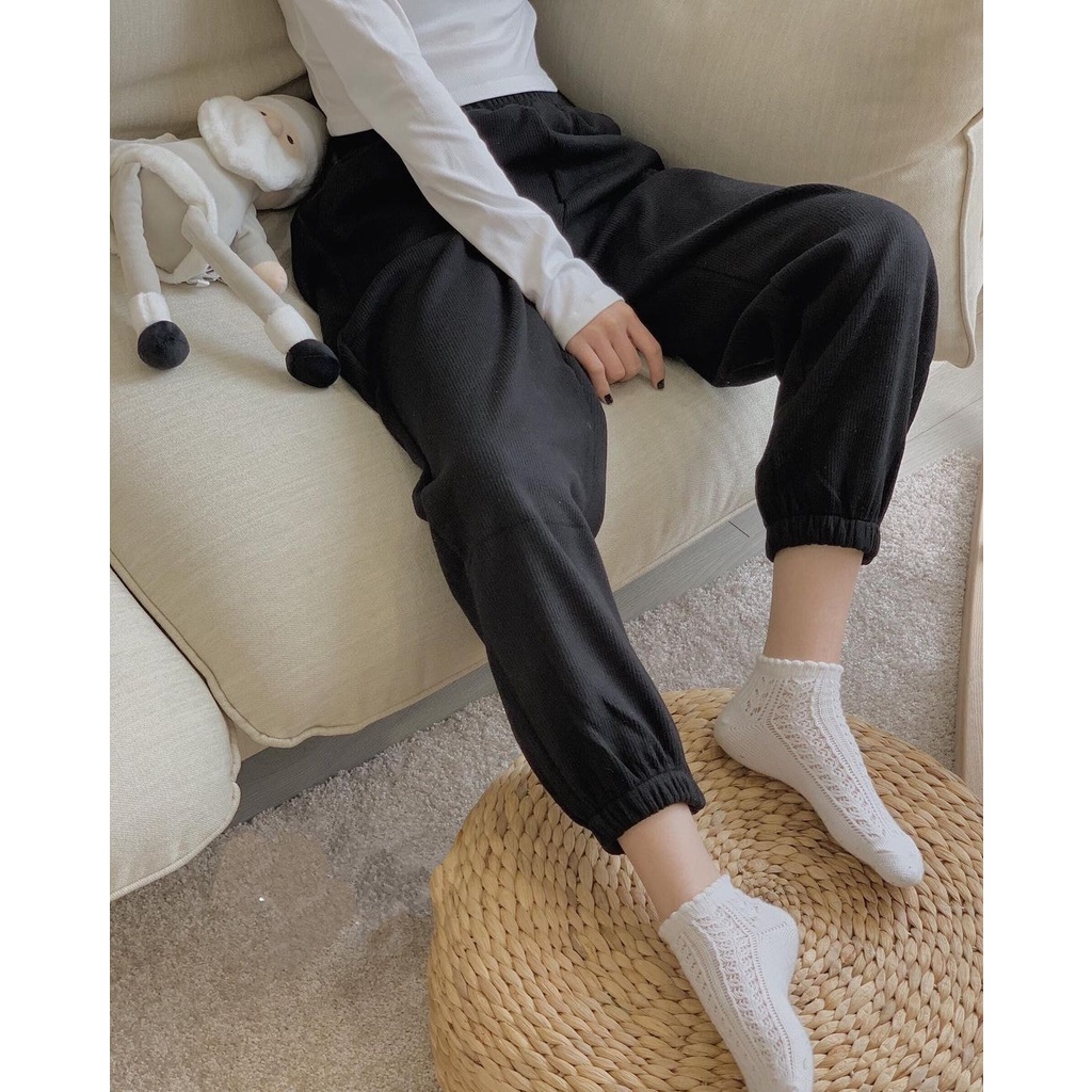 Quần Jogger Len Tăm Dáng Rộng 🦋 Quần Nỉ Nữ Ống Boom 5 Màu 🦋