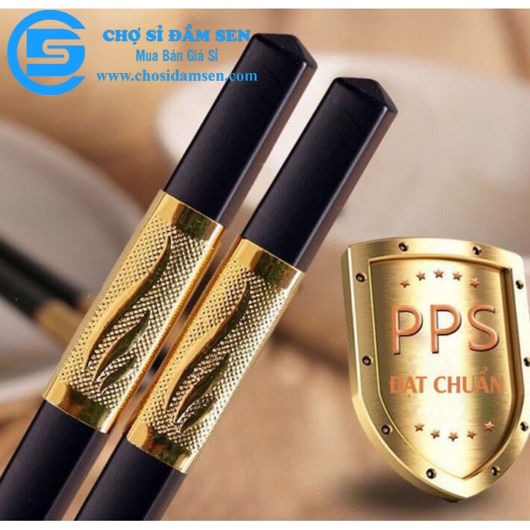 [HÀNG CAO CẤP]Bộ 10 đôi Đũa mạ vàng cao cấp, đũa quốc Chống Trơn-Chống Trượt-Chống Mốc-bền màu G314-Dua-Vang