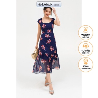 Đầm maxi cổ vuông, thời trang Bigsize LAMER - L63M21H026