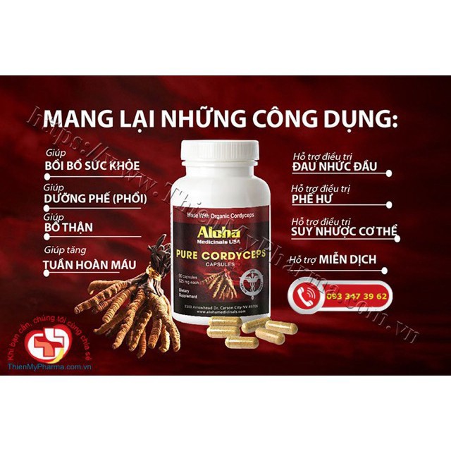 Đông trùng hạ thảo Pure Cordyceps Aloha [CHÍNH HÃNG] [HÀNG TỐT]