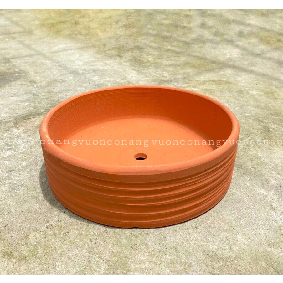 Chậu Đất Nung Dáng Thấp Họa Tiết Cắt Rối, Chậu Đất Nung Bát Tràng Trồng Sen Đá, Xương Rồng Tạo Tiểu Cảnh