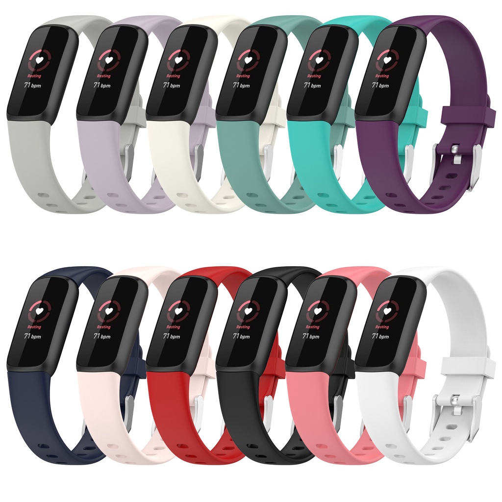 Silicone Dây Đeo Thay Thế Chất Liệu Silicon Màu Trơn Thời Trang Cho Fitbit Luxe