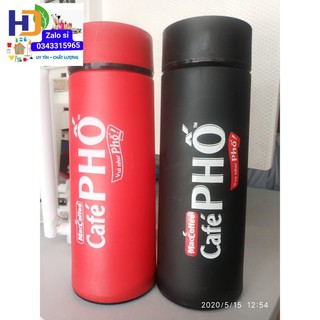 Bình giữ nhiệt thủy tinh bọc nhựa Cà Phê Phố