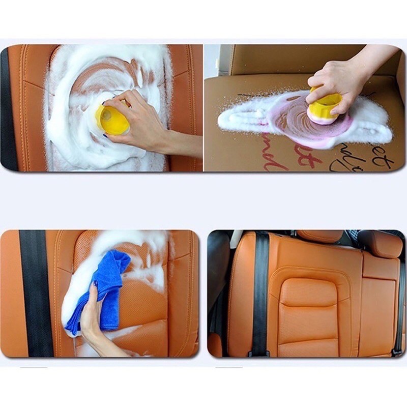 Xịt Bọt tẩy vệ sinh nội thất ô tô Foam Cleaner hàng chuẩn xịn Thái màu Vàng ( Hương Chanh) 650ml