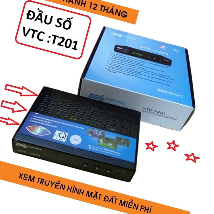 Đầu thu kỹ thuật số DVB - T2 VTC 201, xem truyền hình hơn 60 kênh, bảo hành 1 tháng